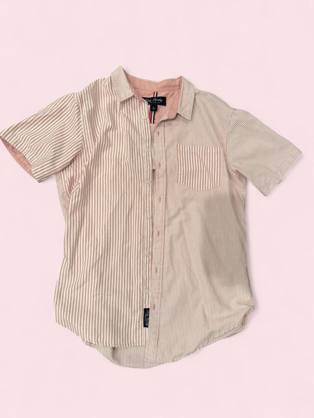 Dirty Laundry Pink and White Striped Short-Sleeve Button-Down